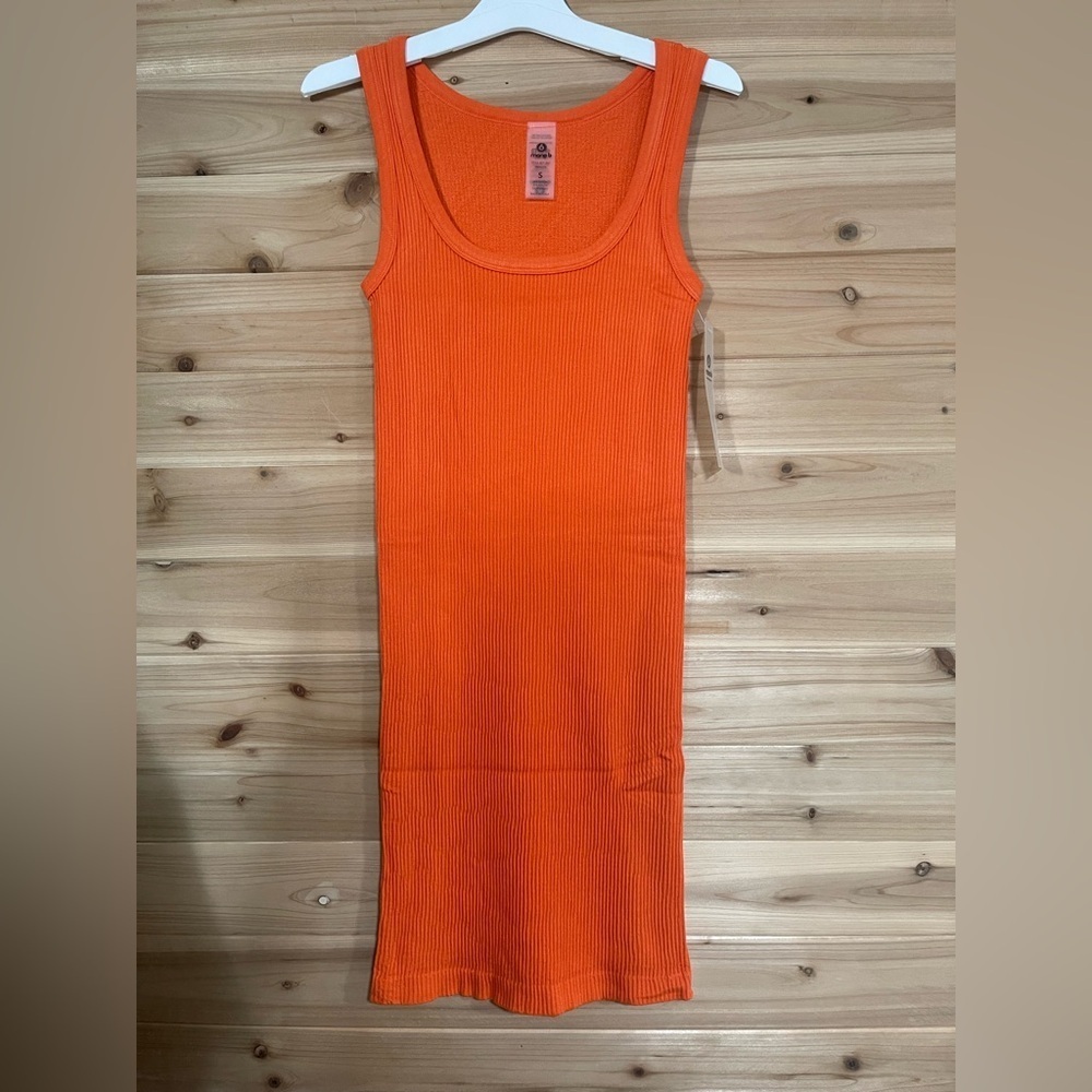 Mono B Orange Ribbed Fitted Mini Dress